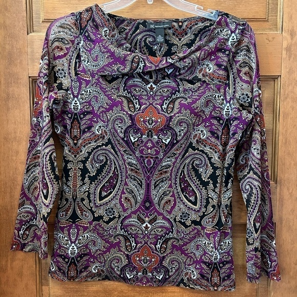 I.N.C /Purple Paisley Open Chest Blouse/ beautiful/ size XL - Picture 2 of 11